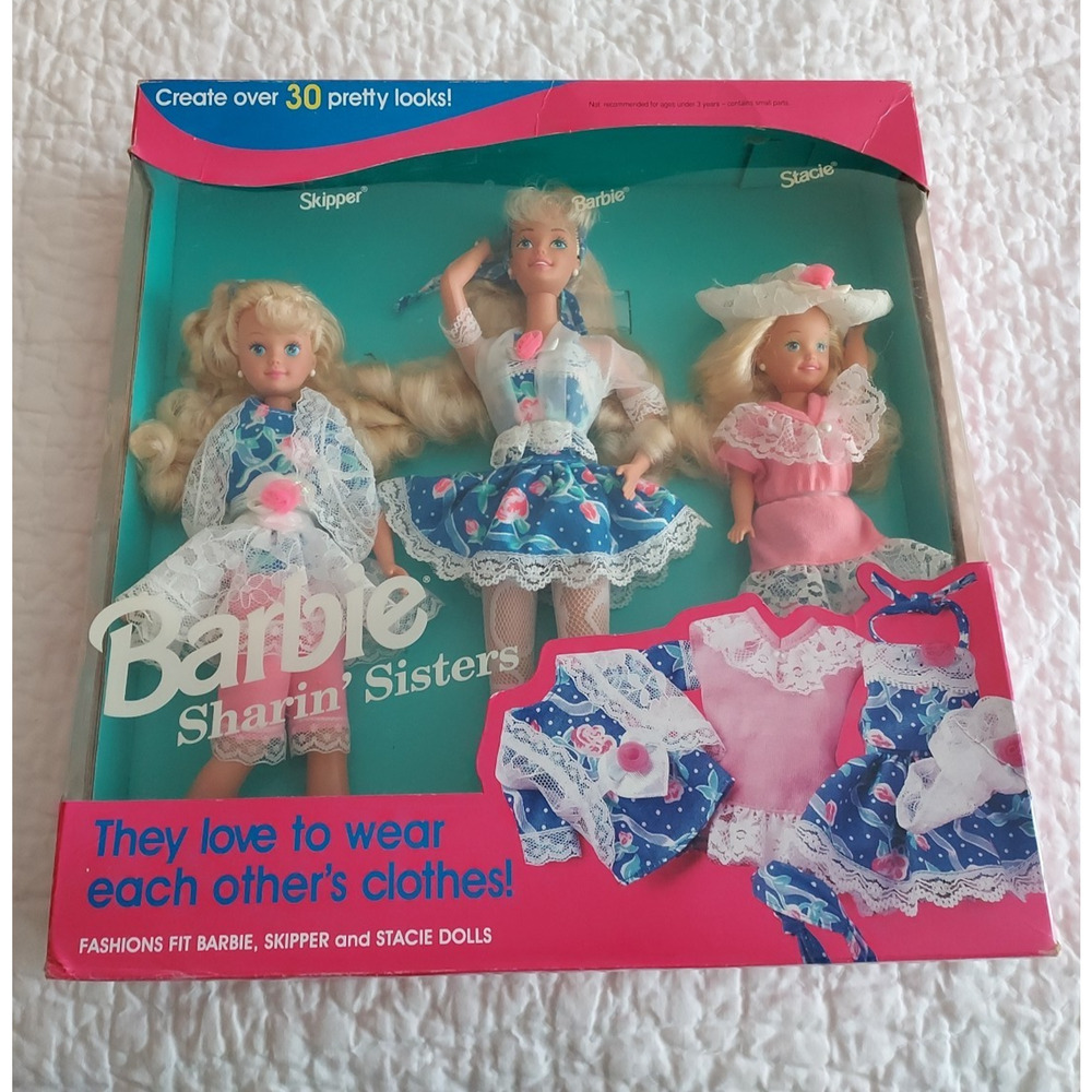 NEW NIB Barbie Sharin Sisters GIFT set Vintage Mattel 1992 3 dolls included box